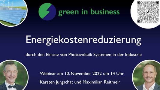 Webinar Energiekostenreduzierung | 10. November 2022 - 14 Uhr
